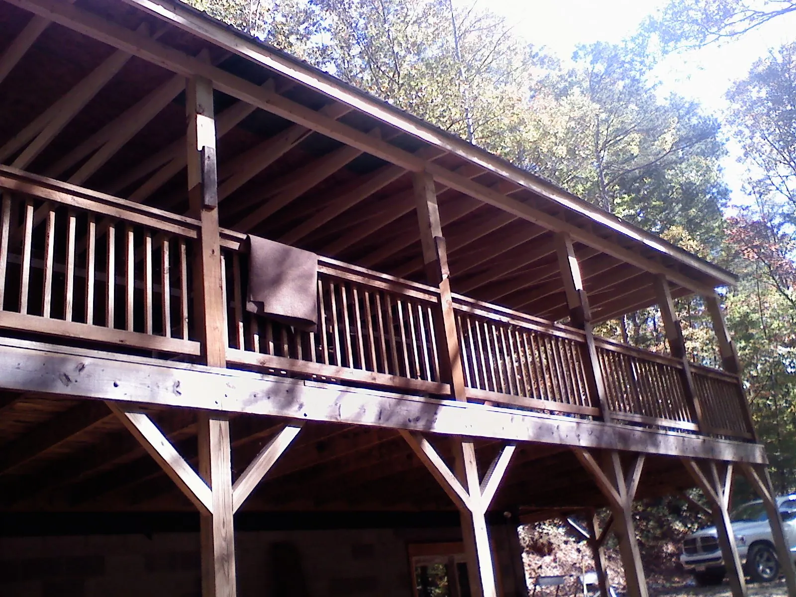 Timber framing under a new elevated porch and deck — Roof Leak Repair in Blacksburg by Roofing Brothers